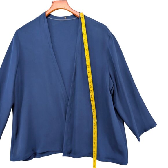 RTW Charleston Open Front Blouse Womens Blue Long Sleeve Flowy Size XXL - Picture 5 of 7